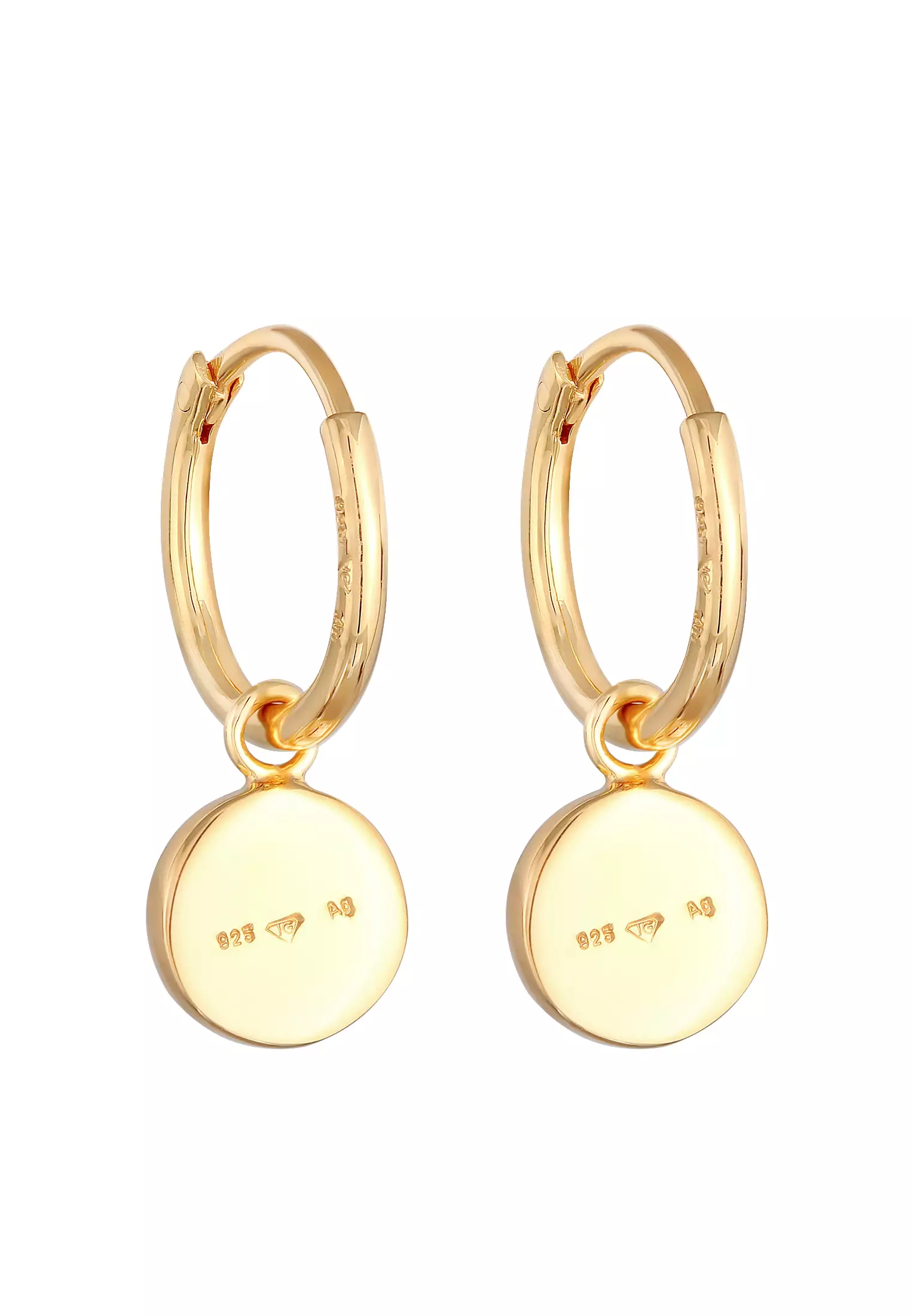 Earrings Platelet Smiley Yellow Enamel Gold Plated