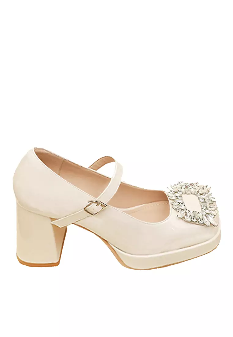 Discount on Twenty Eight Shoes  shoes - SKU: VANSA Shinny Patent Rhinestone Buckle Platform High Heels  VSW-H3359-11