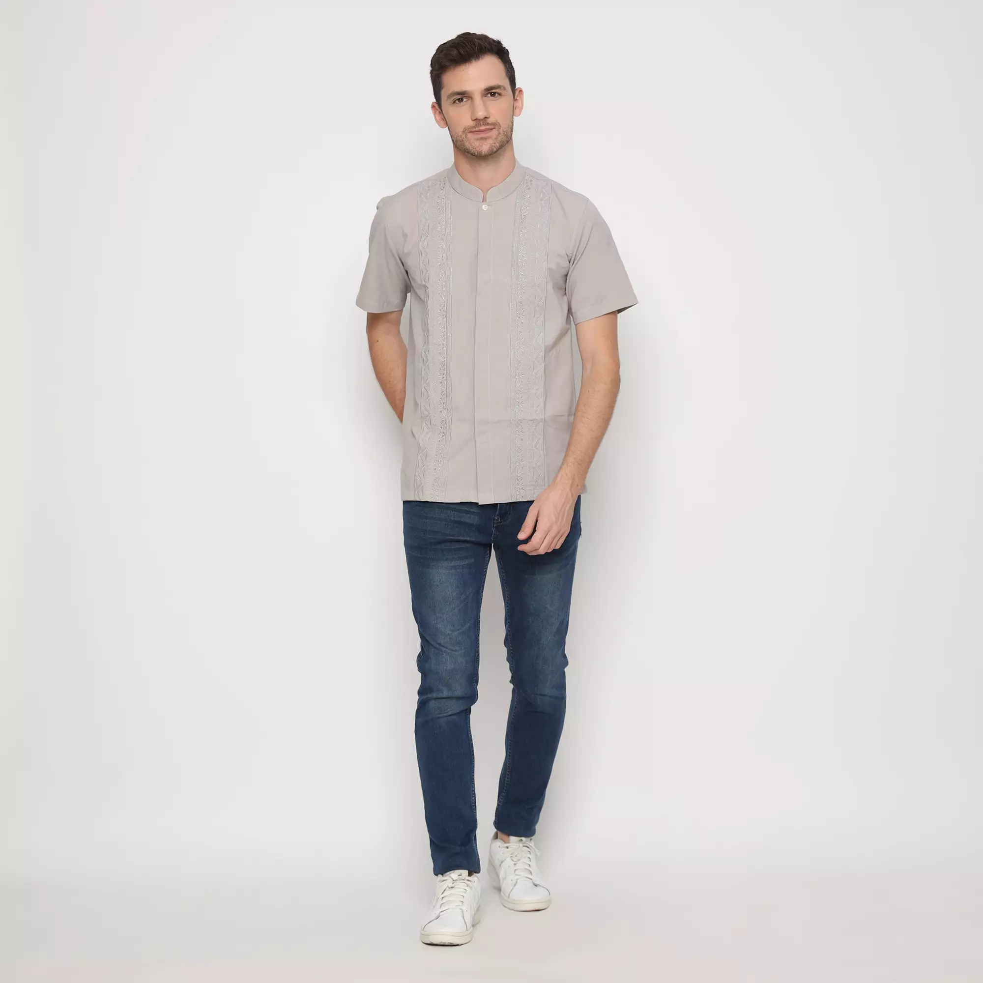 Platini Kemeja Koko Pria Lengan Pendek Katun Abu 931232