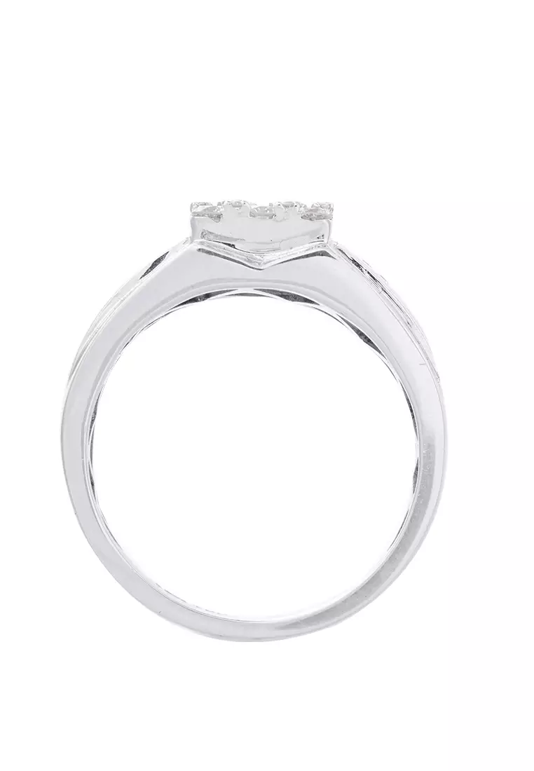 LITZ 18K 白金鑽石戒指 白金鑽石戒指 DR3897