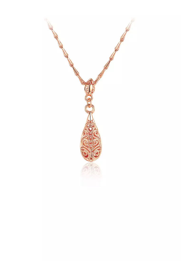 Buy Glamorousky Plated Rose Gold Water Drop Pendant with Necklace