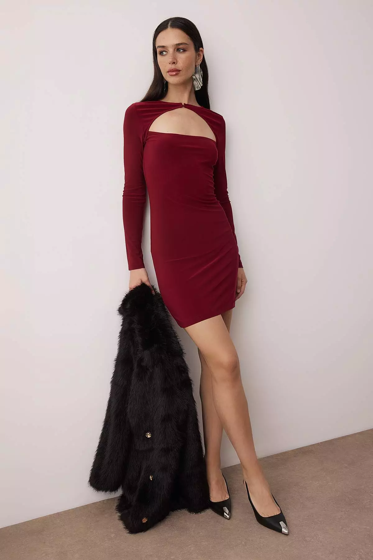 Buy Trendyol Burgundy Bodycon Knitted Short Chic Evening Dress Night  Graduation Dress Tprss25El159 Online | ZALORA Malaysia