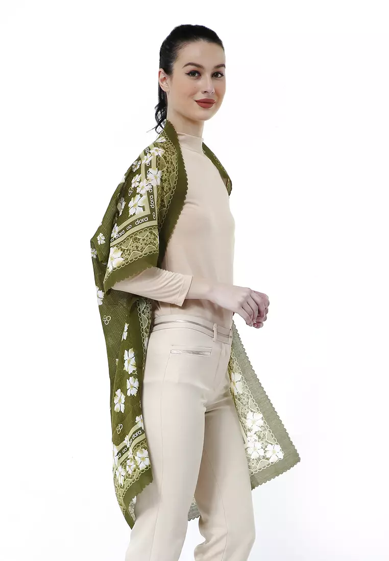 Salana Outer Scarf Cardigan Wanita Voal Lasercut High Quality - Dora Lightgreen