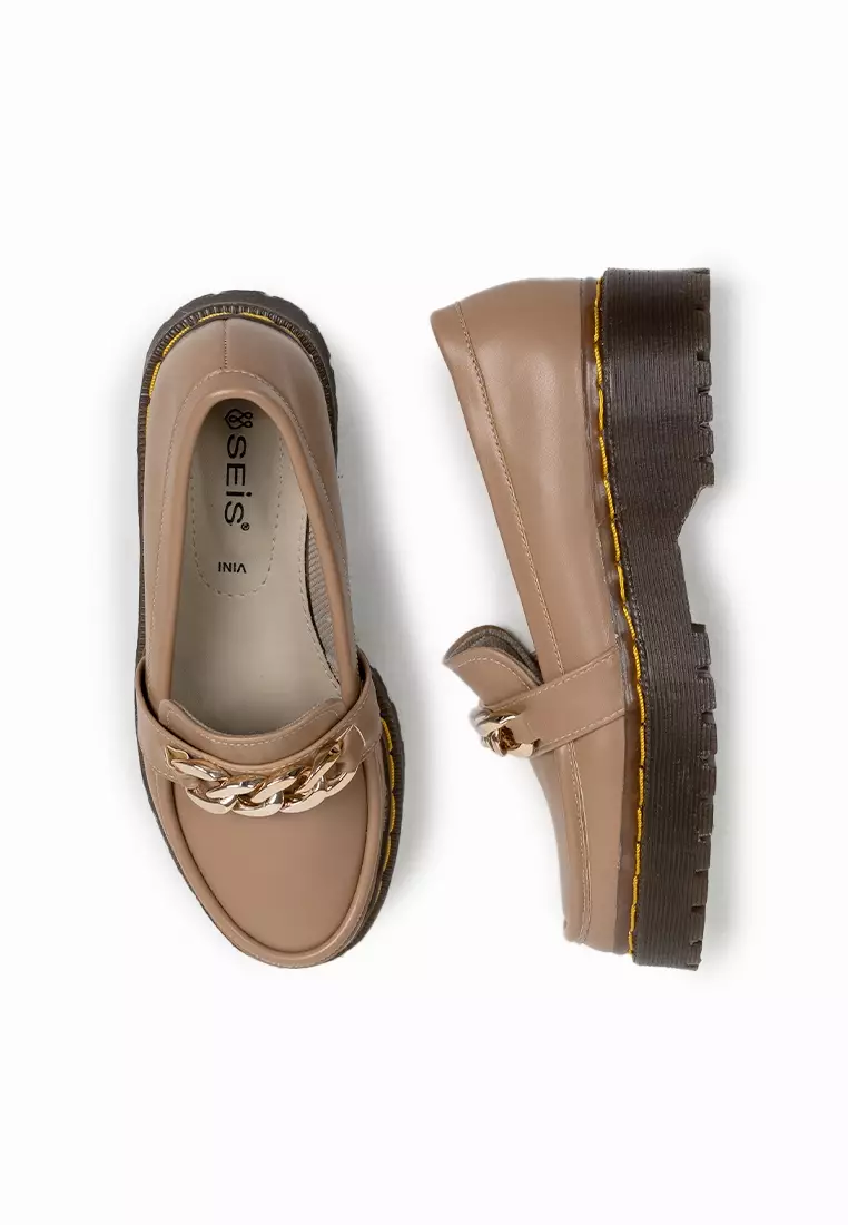 SEIS Alfa Sepatu Docmart Wanita / Loafers Wanita - MOCCA