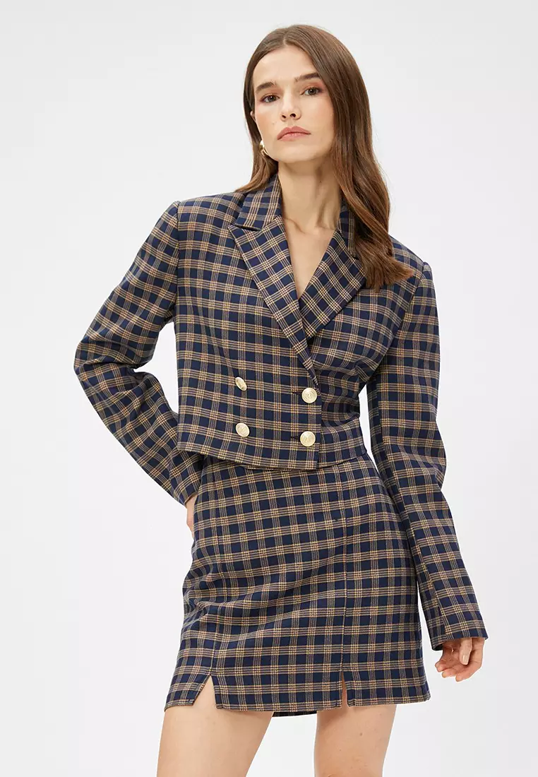Discount on KOTON  shoes - SKU: Crop Blazer Jacket Double Breasted Buttoned