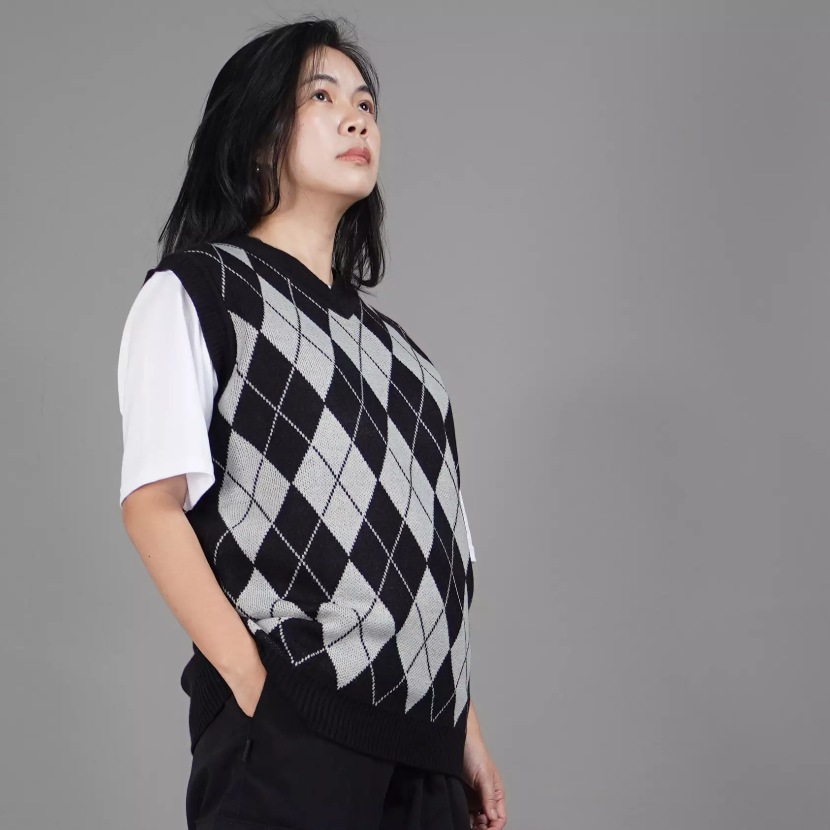VEST WINDY Rompi Rajut Wanita Knit Vest Wanita - HITAM