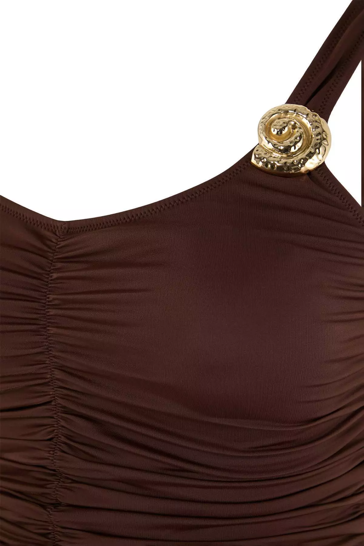 Brown Gold Accessory Drawstring Plus Size Swimsuit Tbbss26Am00020