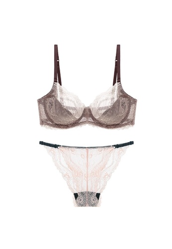 W.Excellence pink Premium Pink Lace Lingerie Set (Bra and Underwear) 259F1US117F59DGS_1