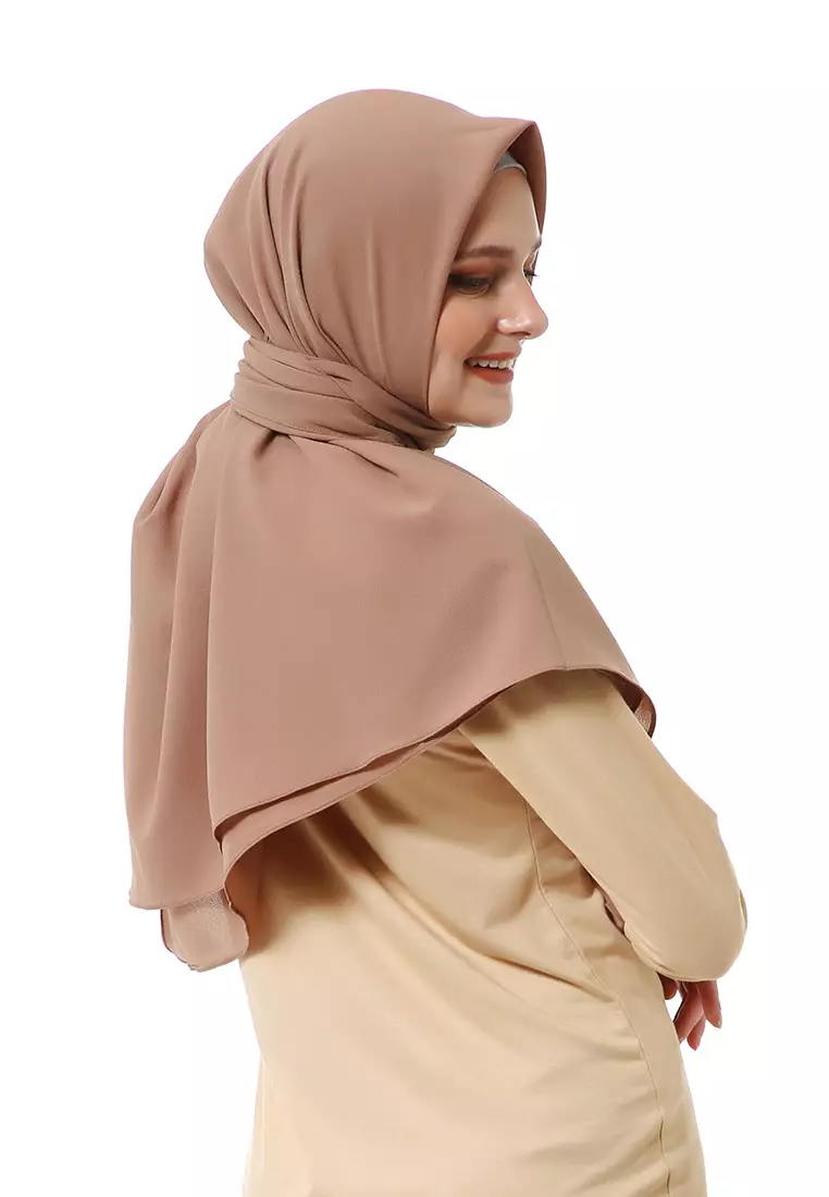 Afshin Jilbab Wanita Segiempat Motif Polos Premium Muslimah - Khaki