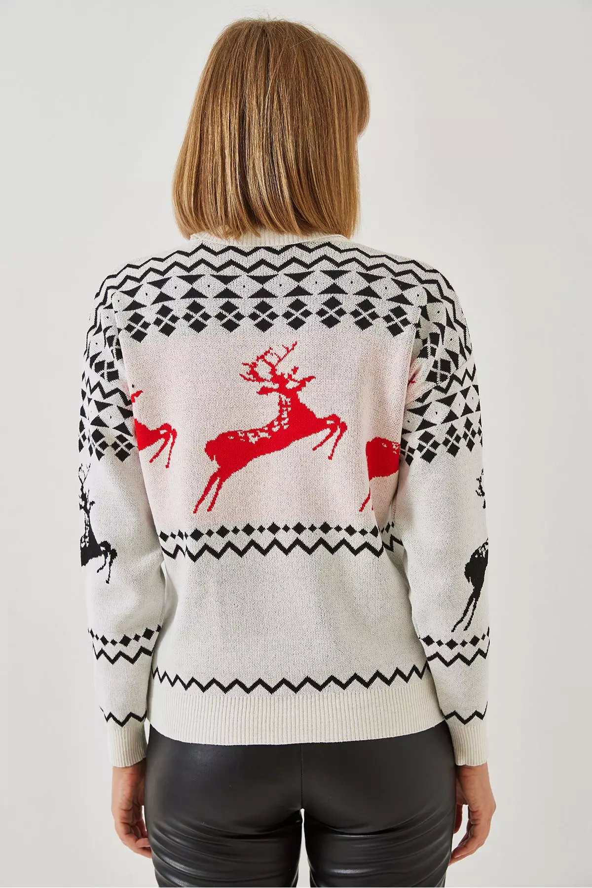 Women's Turtleneck Sweater With Deer Pattern 20246224