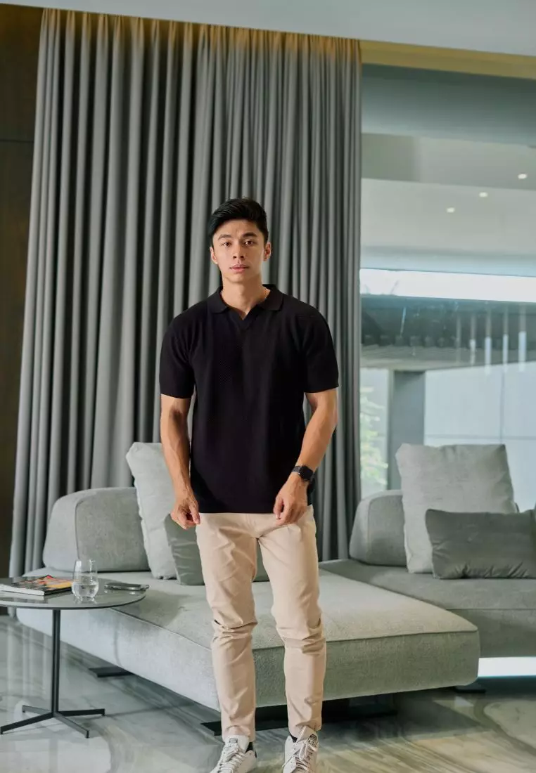 Kale Richard Black / Polo Shirt rajut premium berbahan dasar cotton wool