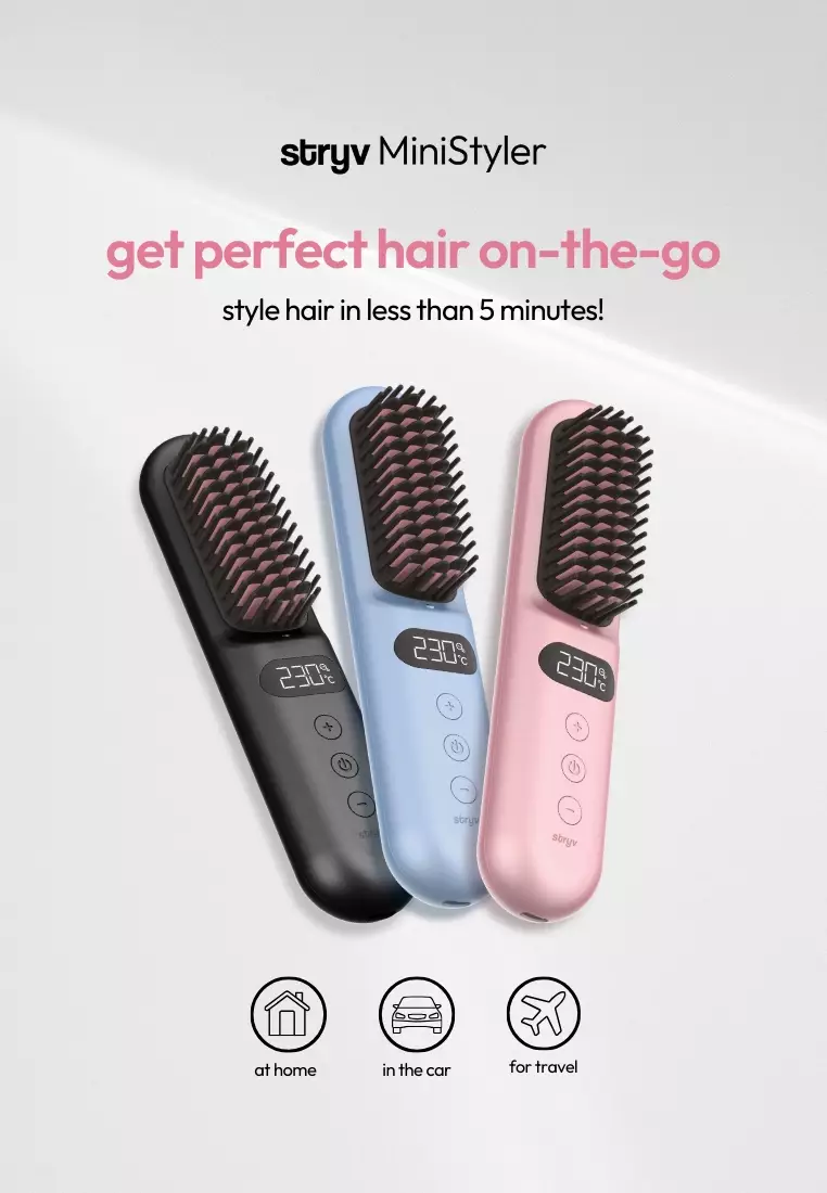 MiniStyler - Pink - Compact Wireless Anti-frizz Heated Comb Fast Multiple Heat settings