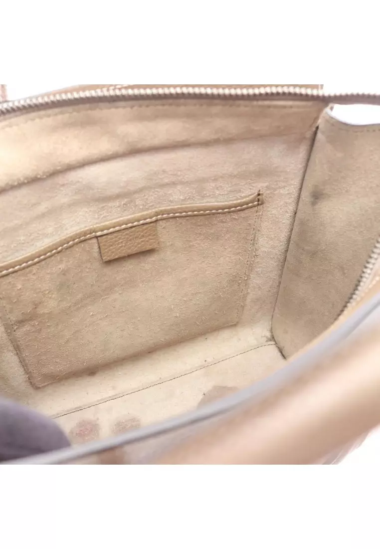 Pre-Loved Celine luggage nano shopper 2WAY Handbag leather Gray brown