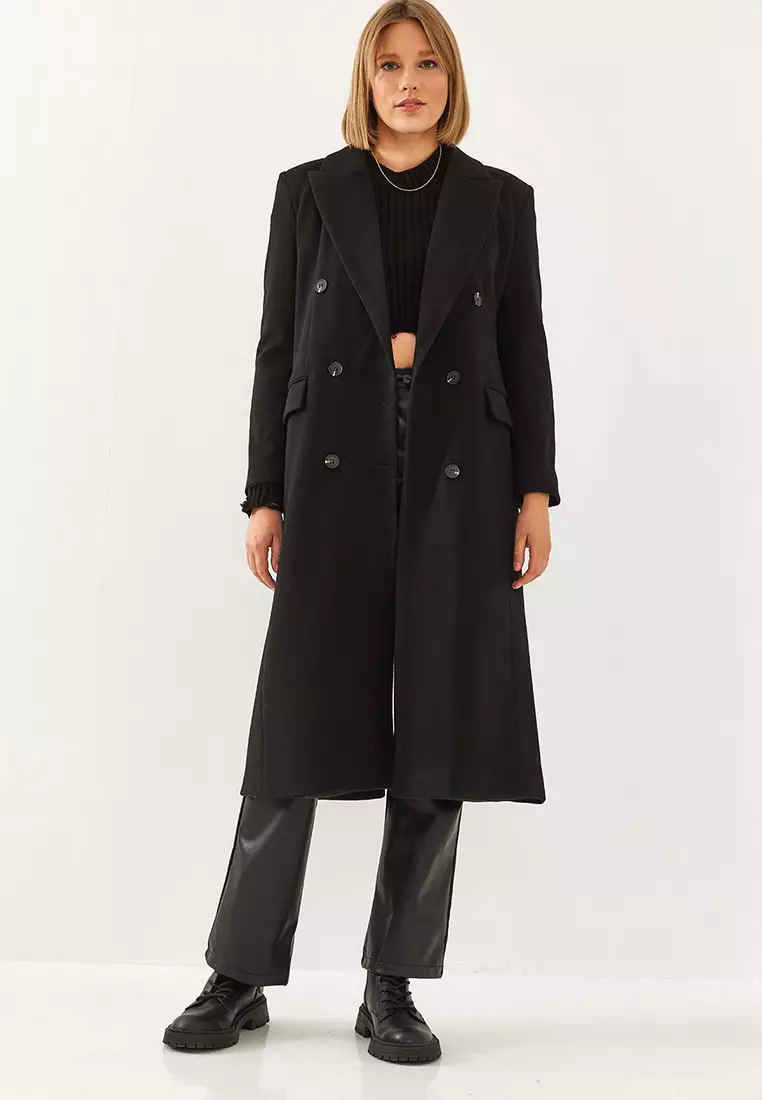 Women's Buttoned Sleeve Cashmere Coat 8100 60351082