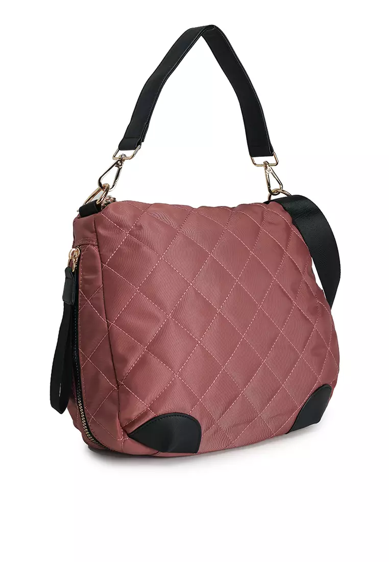 Quilted Nylon Convertible Shoulder Bag