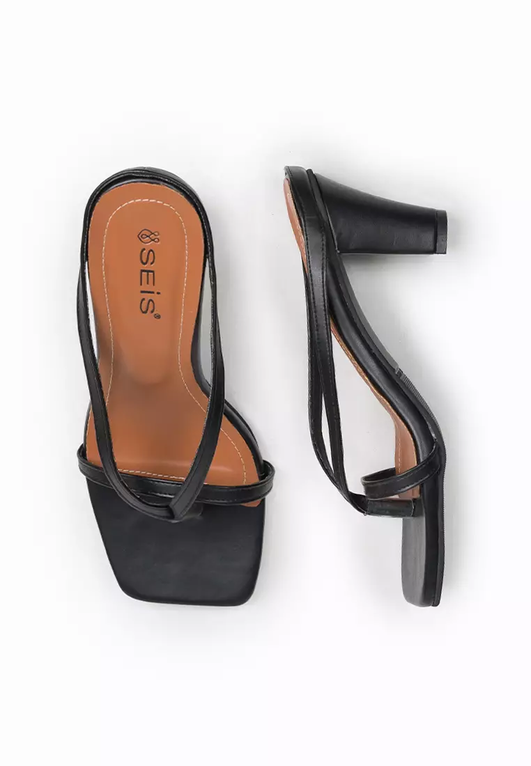Seis Evita Sandal High Heels Wanita 7 cm Series-BLACK