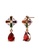 Krystal Couture gold KRYSTAL COUTURE Rose Gold Plated Many-Hues Cross and Ruby Red Teardrop Earrings CF336AC1232172GS_1