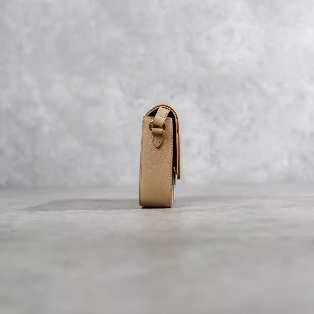 Tas BURBERRY CHECK BEIGE CHESTNUT FLAP LEATHER SHOULDER BAG 100% ORIGINAL