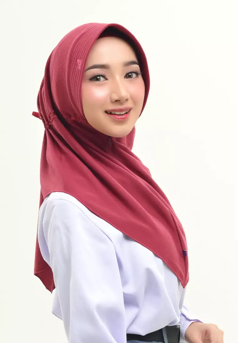 Rabbani - Kerudung Sekolah Instan Aero Exclusive Merah Ati XL