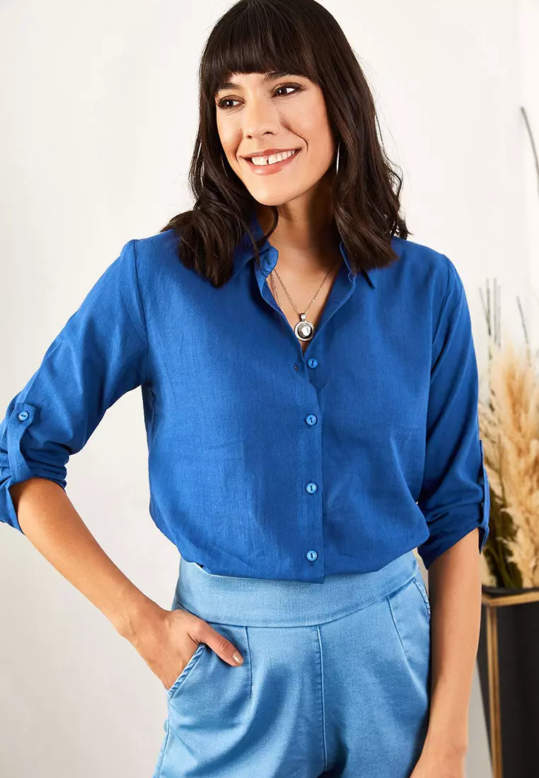 Sleeve Folded Linen Shirt