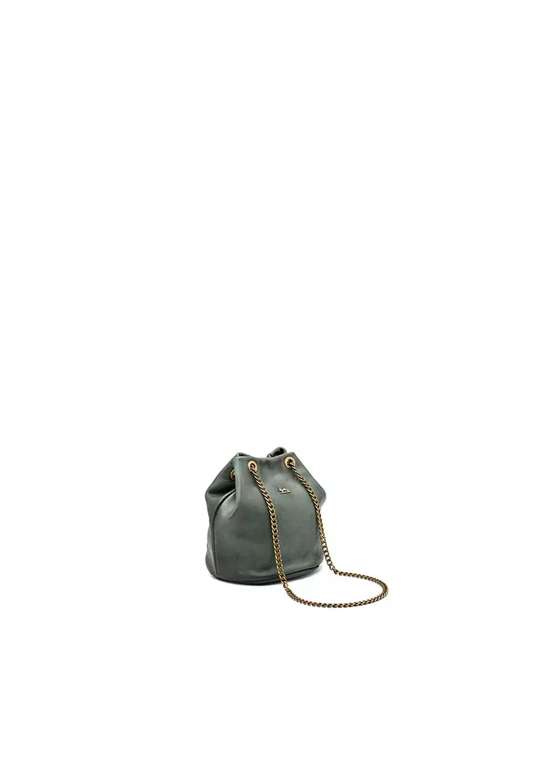 Porto Italy Leather Sling Bag-BCL 159/G-Dark Green