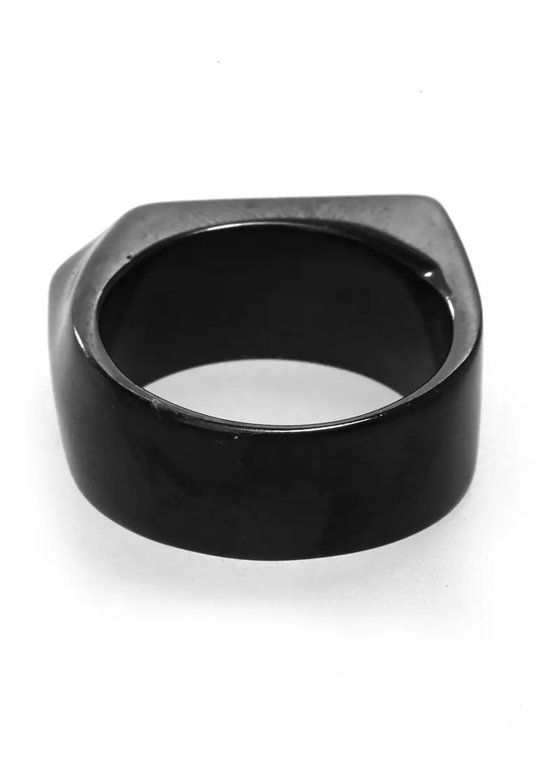 Daisy Aksesoris Fashion Pria Wanita CIncin Uniqe Design Material Titanium ORIGINAL - Black Glossy