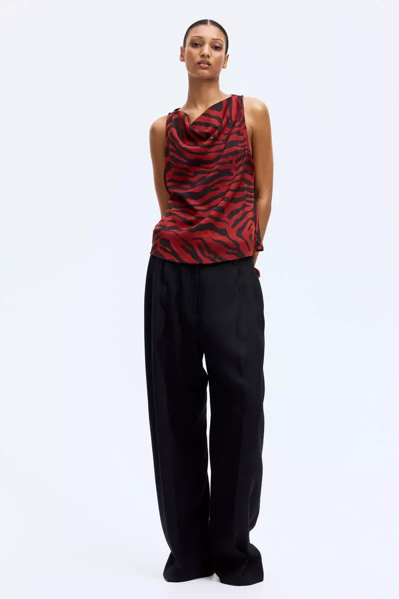 Cowl-neck satin top