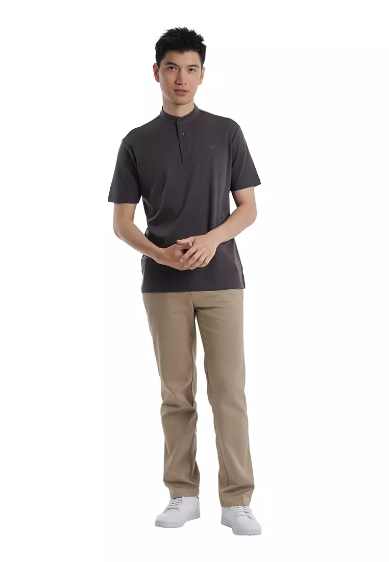 Byford Mandarin Polo Shirt Short Sleeve - 3626001A-98DarkGrey