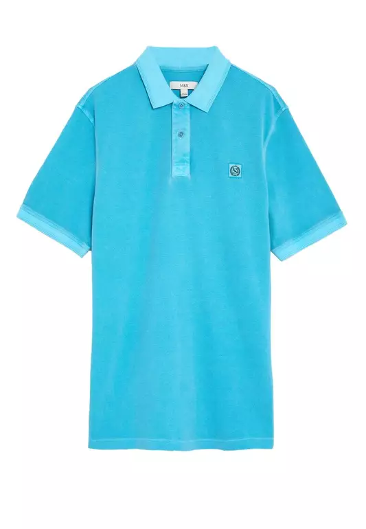 M&S Collection Pure Cotton Garment Dye Polo Shirt