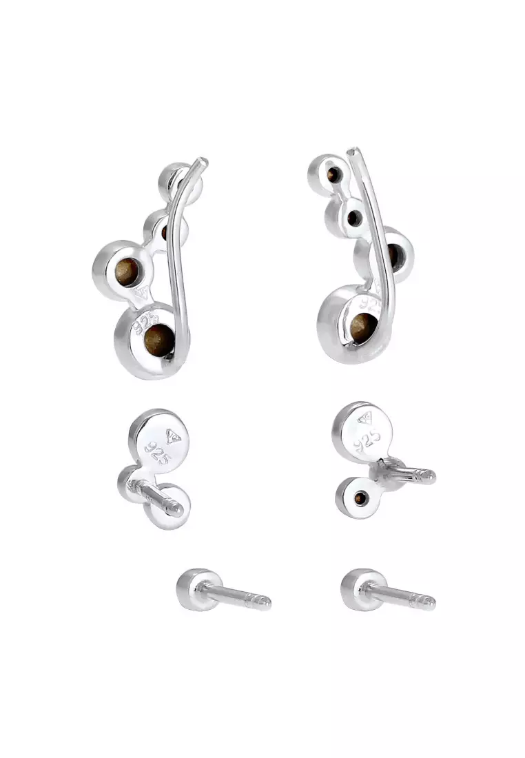 Anting Perhiasan Perak 925 Wanita Set Stud Crystals