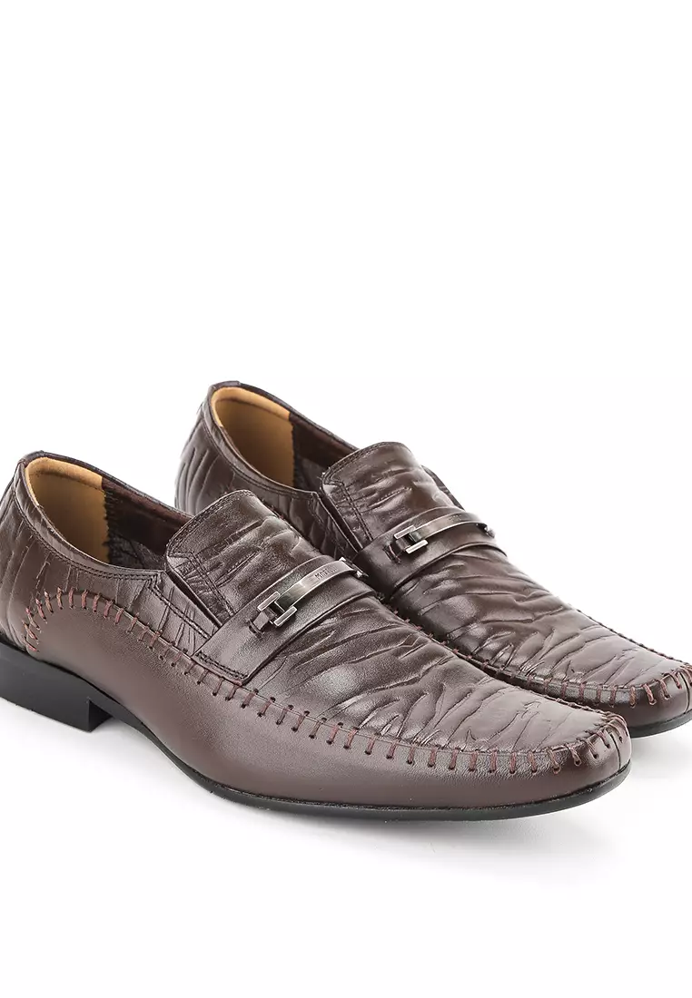 Francis Sepatu Formal Kantor Kulit Asli Pantofel Pria - Black