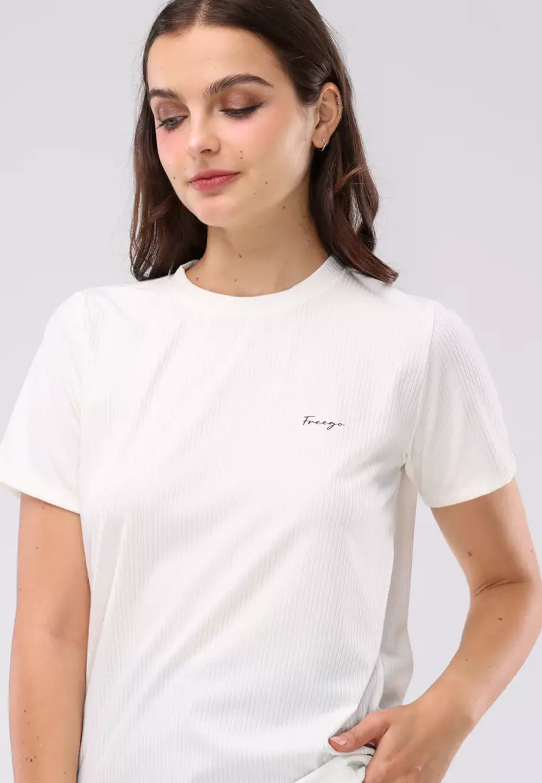Special Ribbing Plain Knits Short Sleeves Blouse