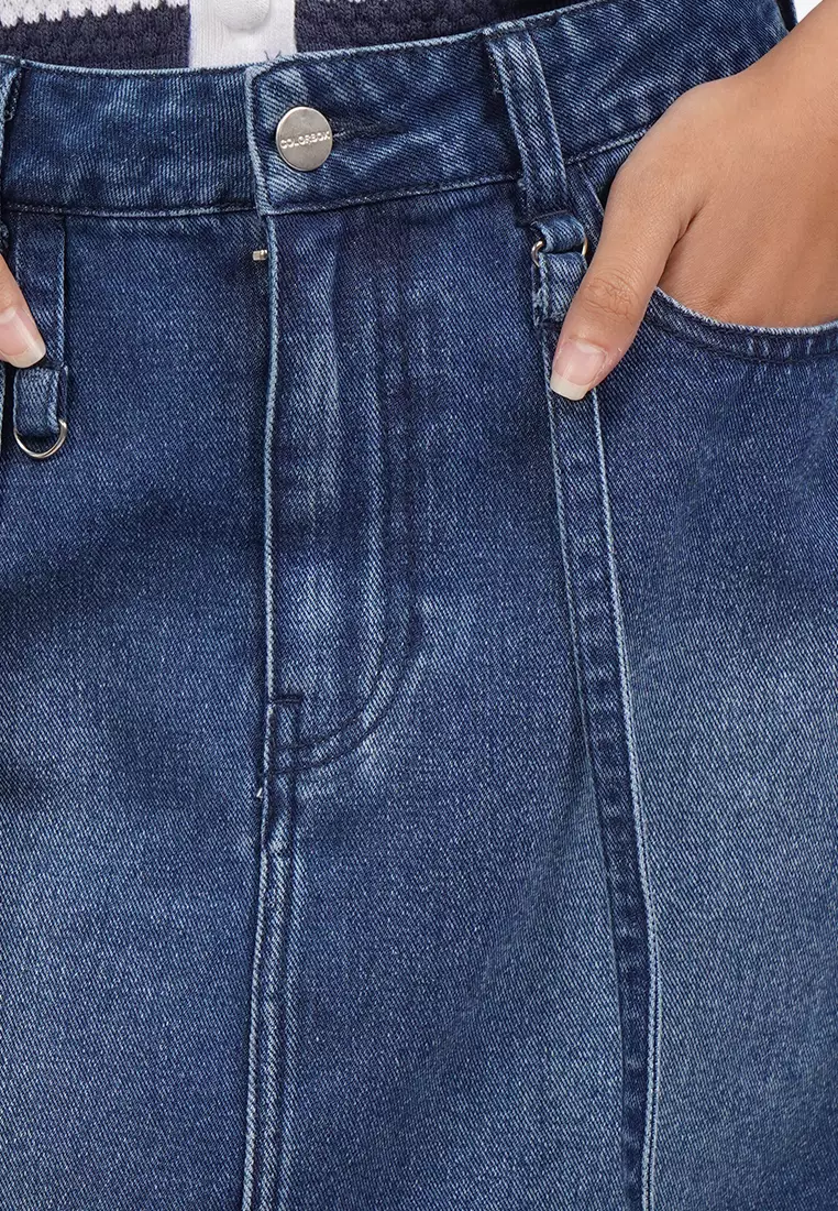 Mini Denim Skirt with Buckle Details