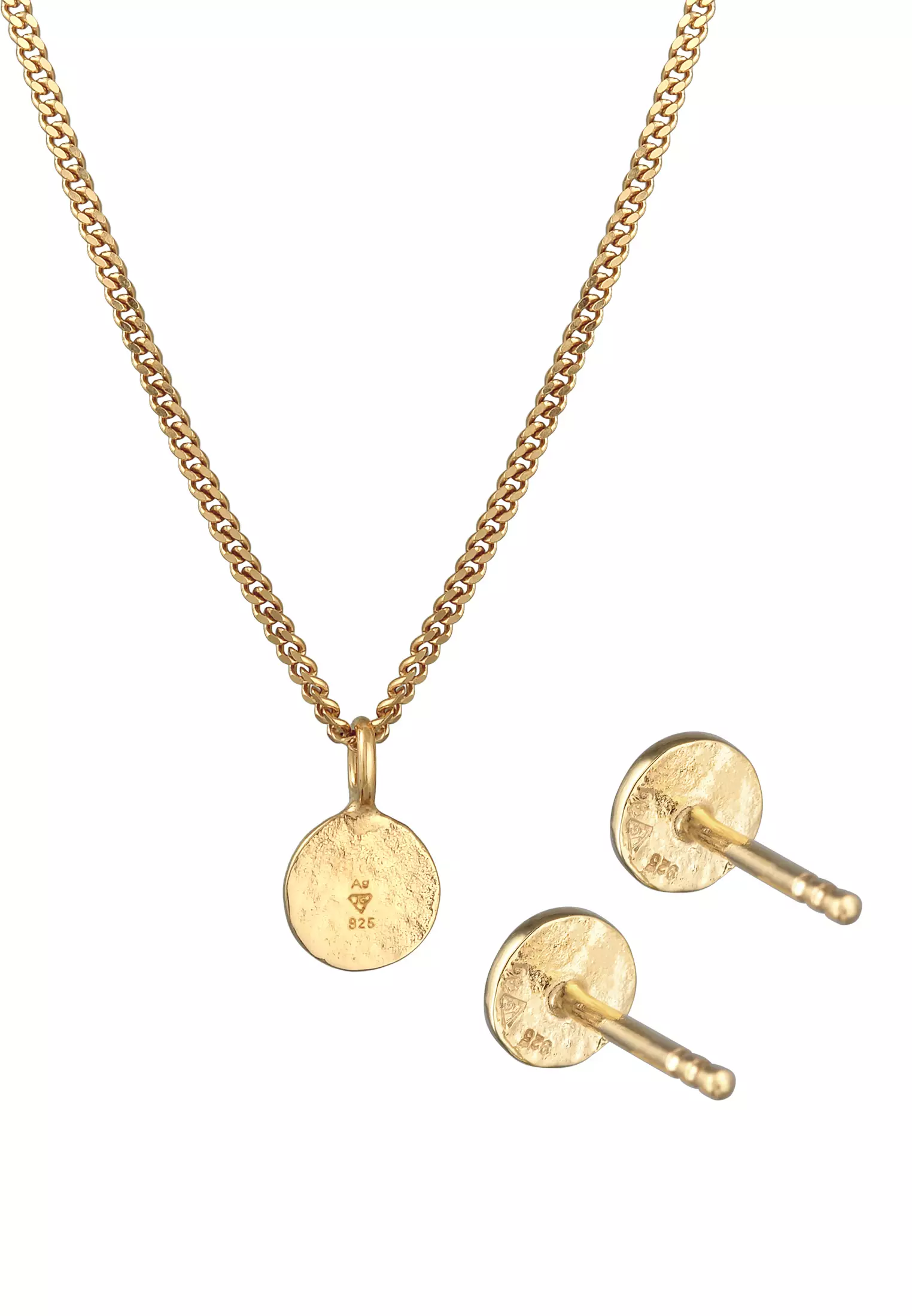 Jewelry Set Pendant Platelet Set Stud Earrings Gold Plated