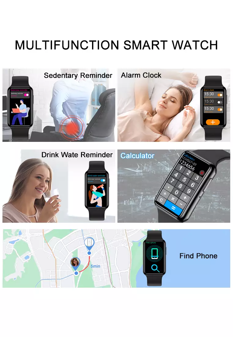 SmartBand C6Plus SmartWatch Layar Terang 1.47'' Bluetooth Multi-Sport Fitness Tracker Jam Pintar black