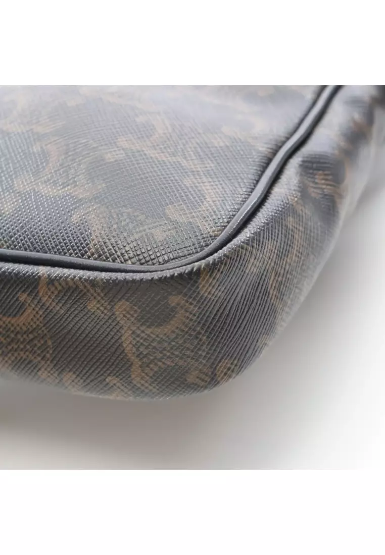 Pre-Loved Celine Triomphe Shoulder bag PVC leather black Brown