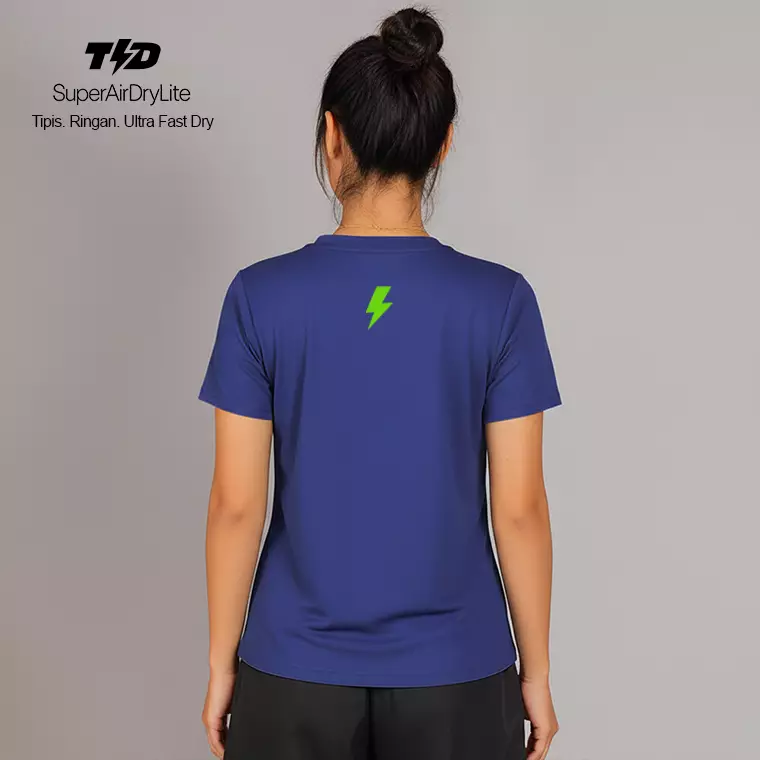 TDACTIVE Kaos Lari Wanita Lengan Pendek Lightweight Drifit Blue Green Lime tdbolt LSE84