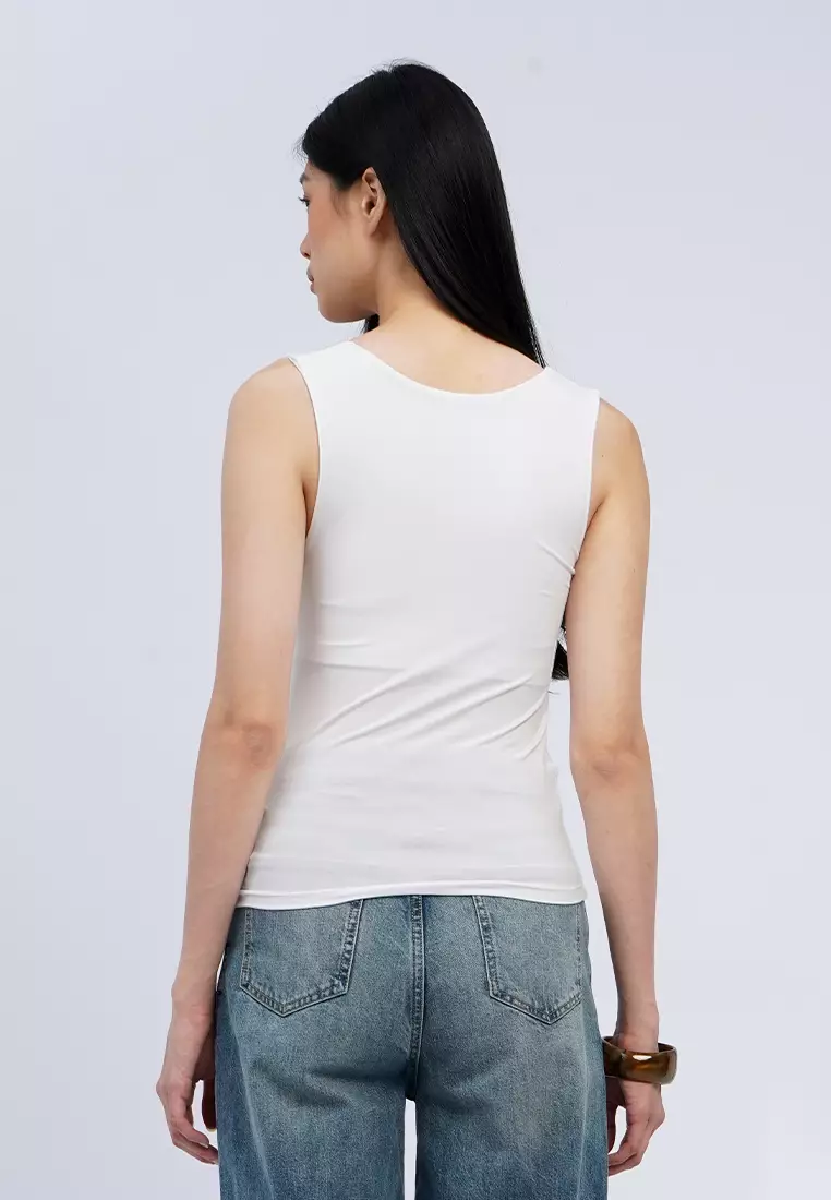 Low Neck Basic Fitted Tank Top