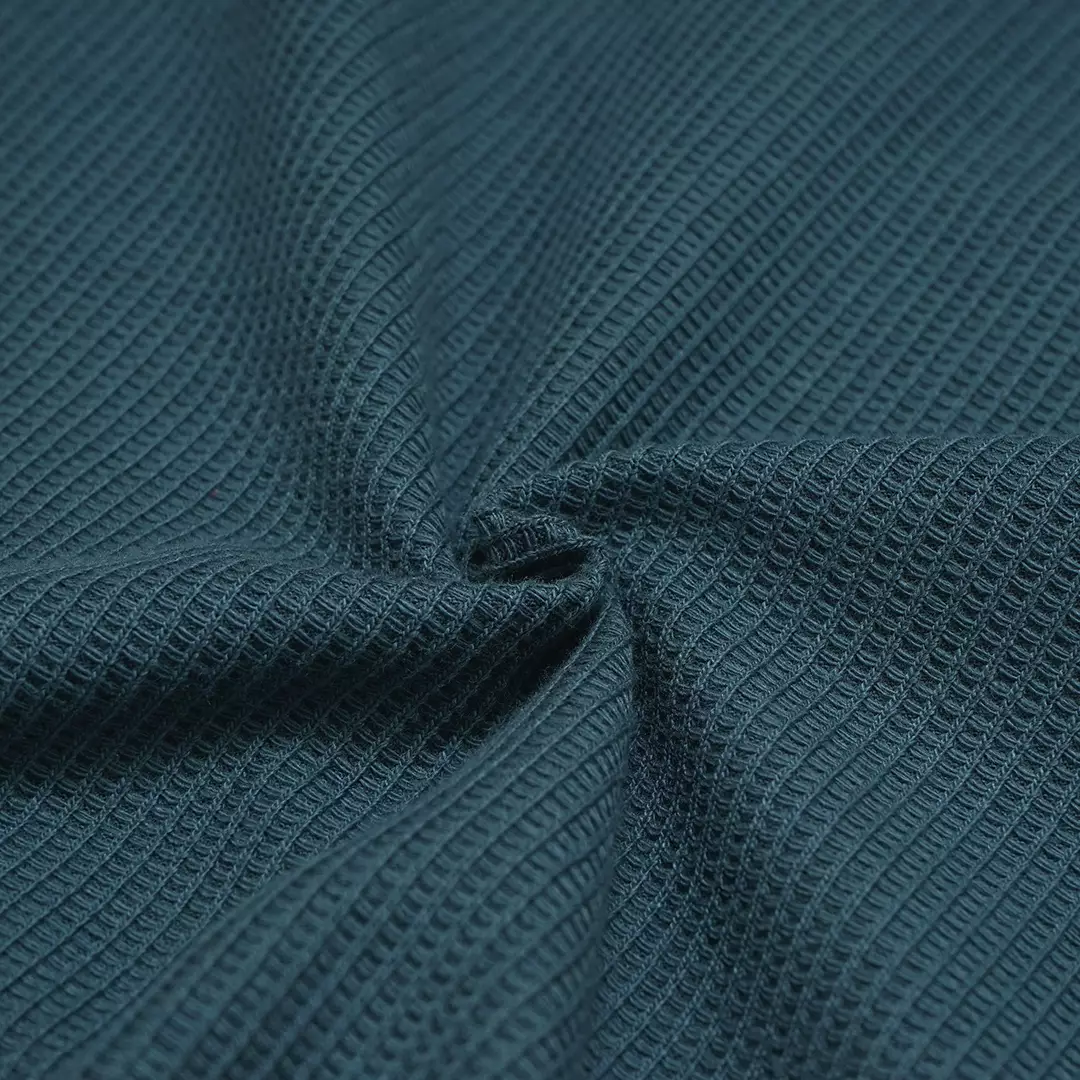 Waffle Pattern Long Sleeve T-Shirt Teal