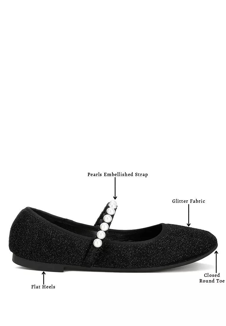Balerina Glitter Bertali Mutiara Warna Hitam