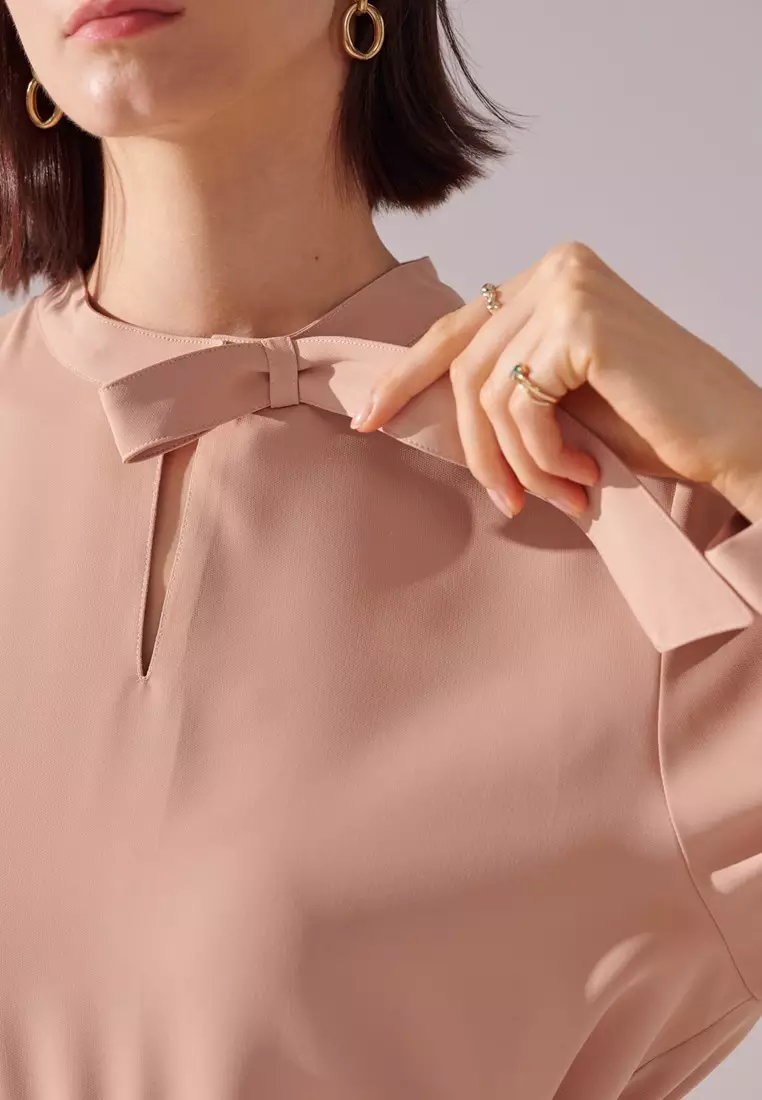 Mist Peach Tie Blouse
