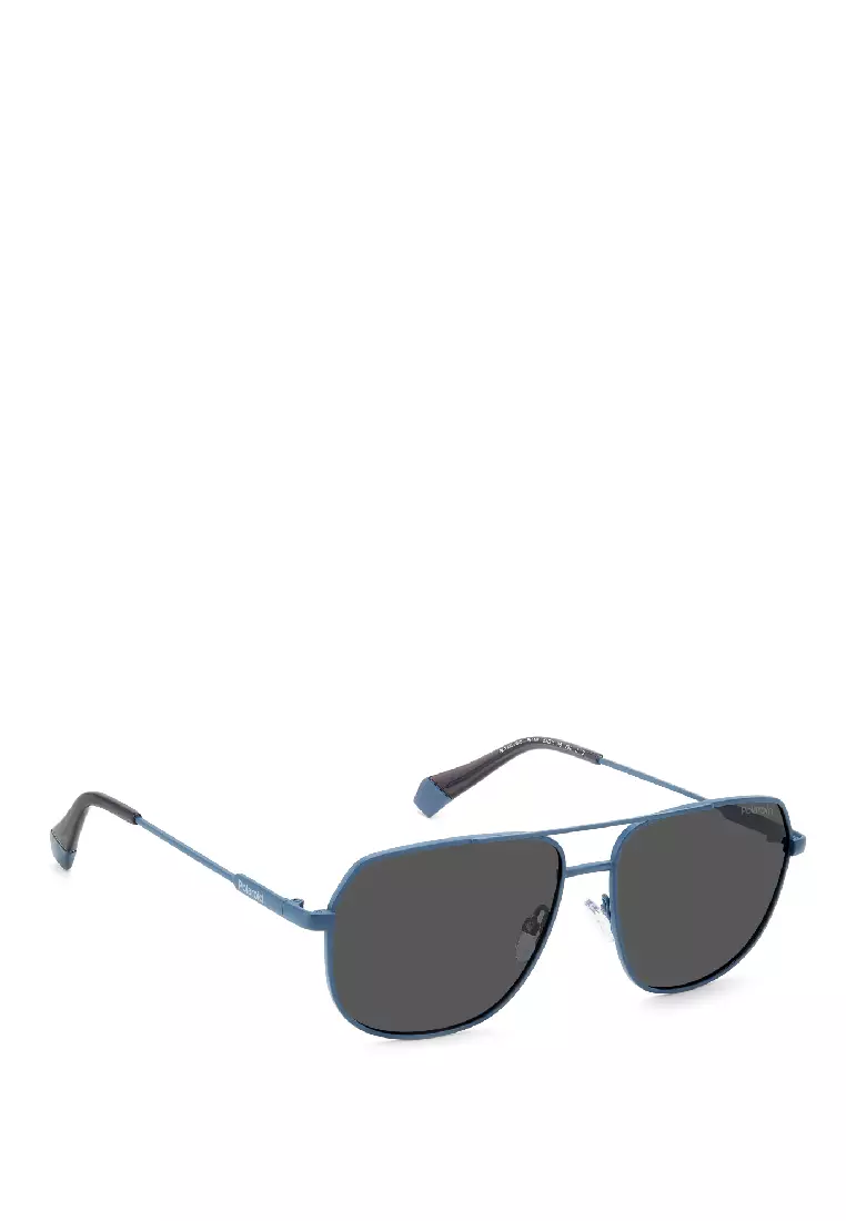 POLAROID Sunglasses PLD 6195/S/X-FLL-M9, Square Double Bridge Sharp with Matte Blue color