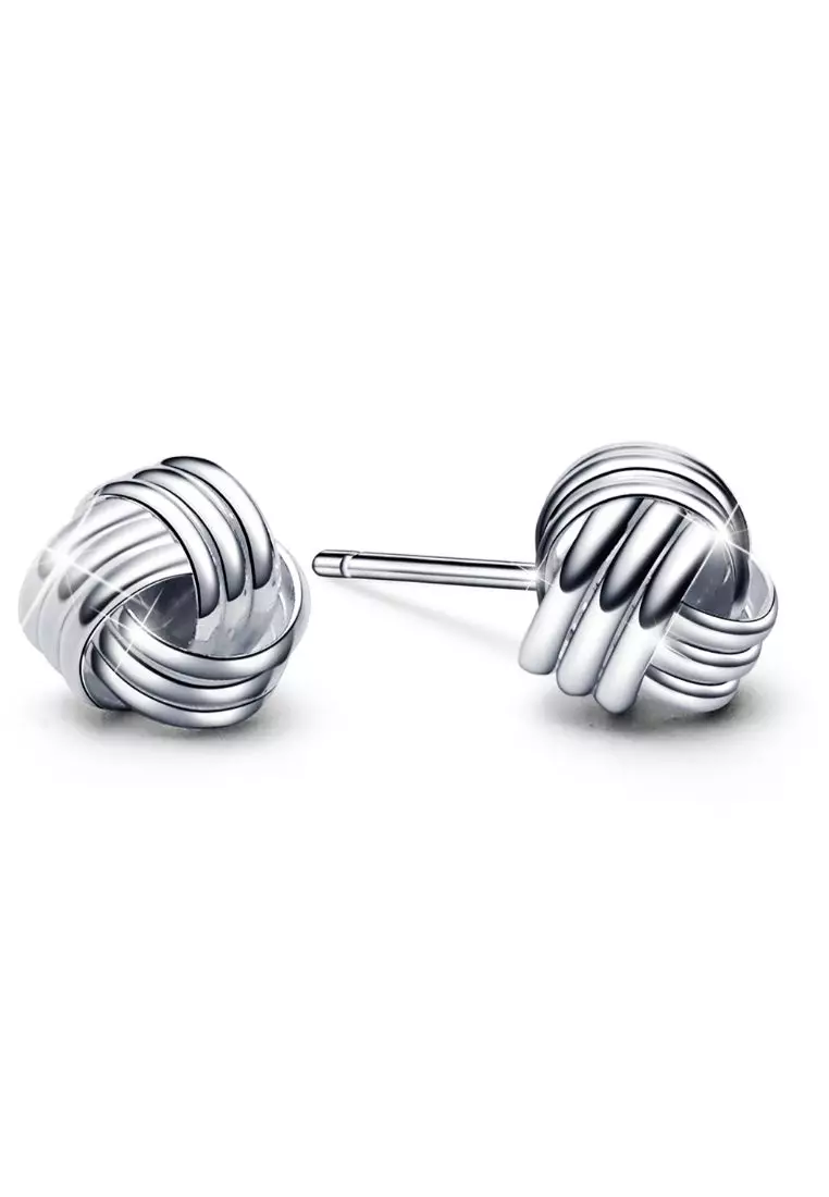 925 SIGNATURE 3 Strand Knot Earrings Silver