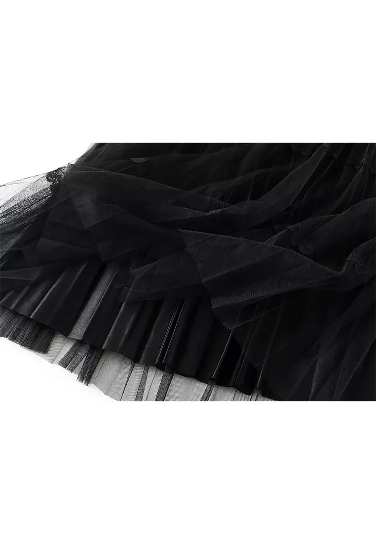 Mesh High Waist Pleated Skirt AF2605