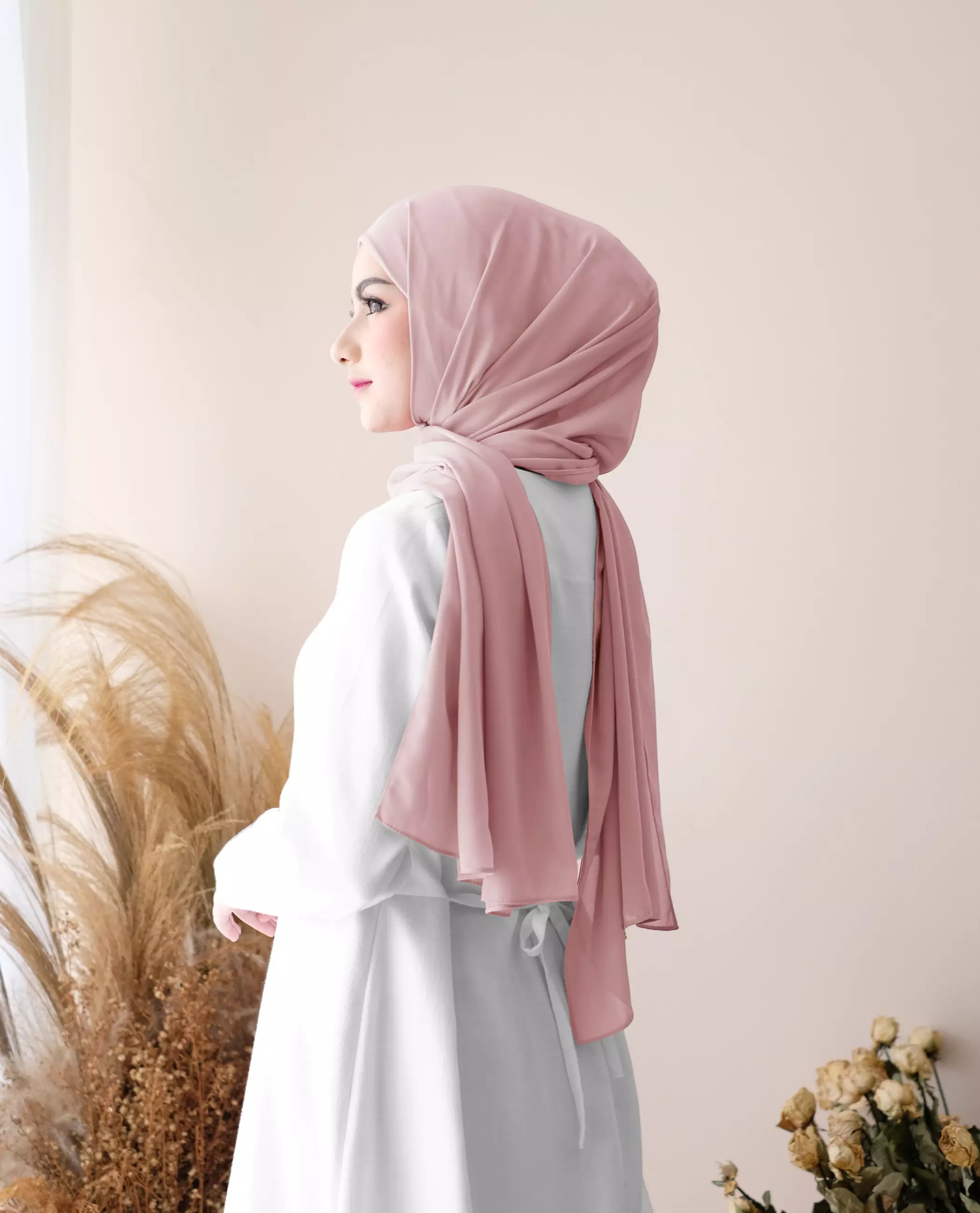 Pashmina Inner Instan 2in1 Ceruty Baby Doll - Classy Blush