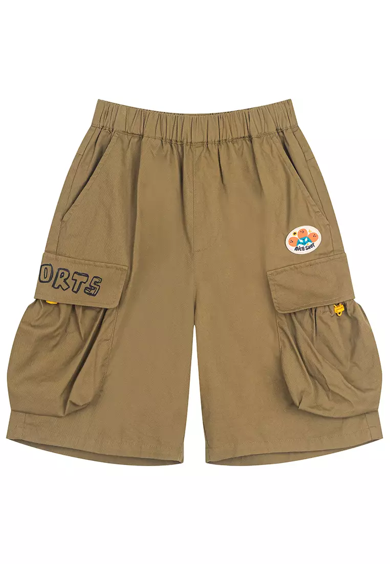 Graphic Printed Cargo Shorts With Double Pockets