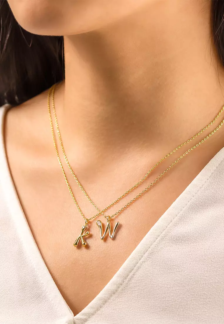 Buy Wanderlust Co Alphabet Bubble Pendant Necklace Letter W
