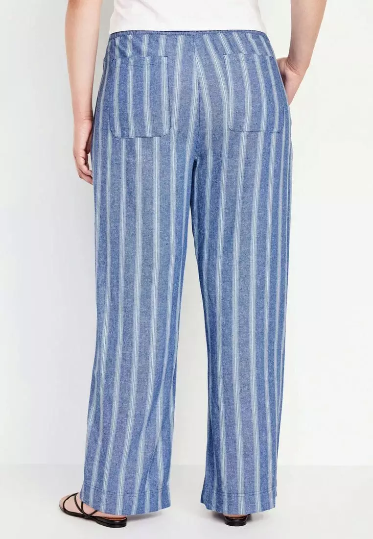 Buy Old Navy High-Waisted Linen-Blend Wide-Leg Pants 2025 Online