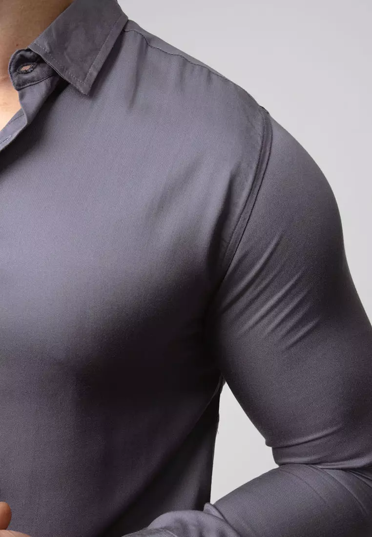 Viscose Dark Grey Casual Shirt