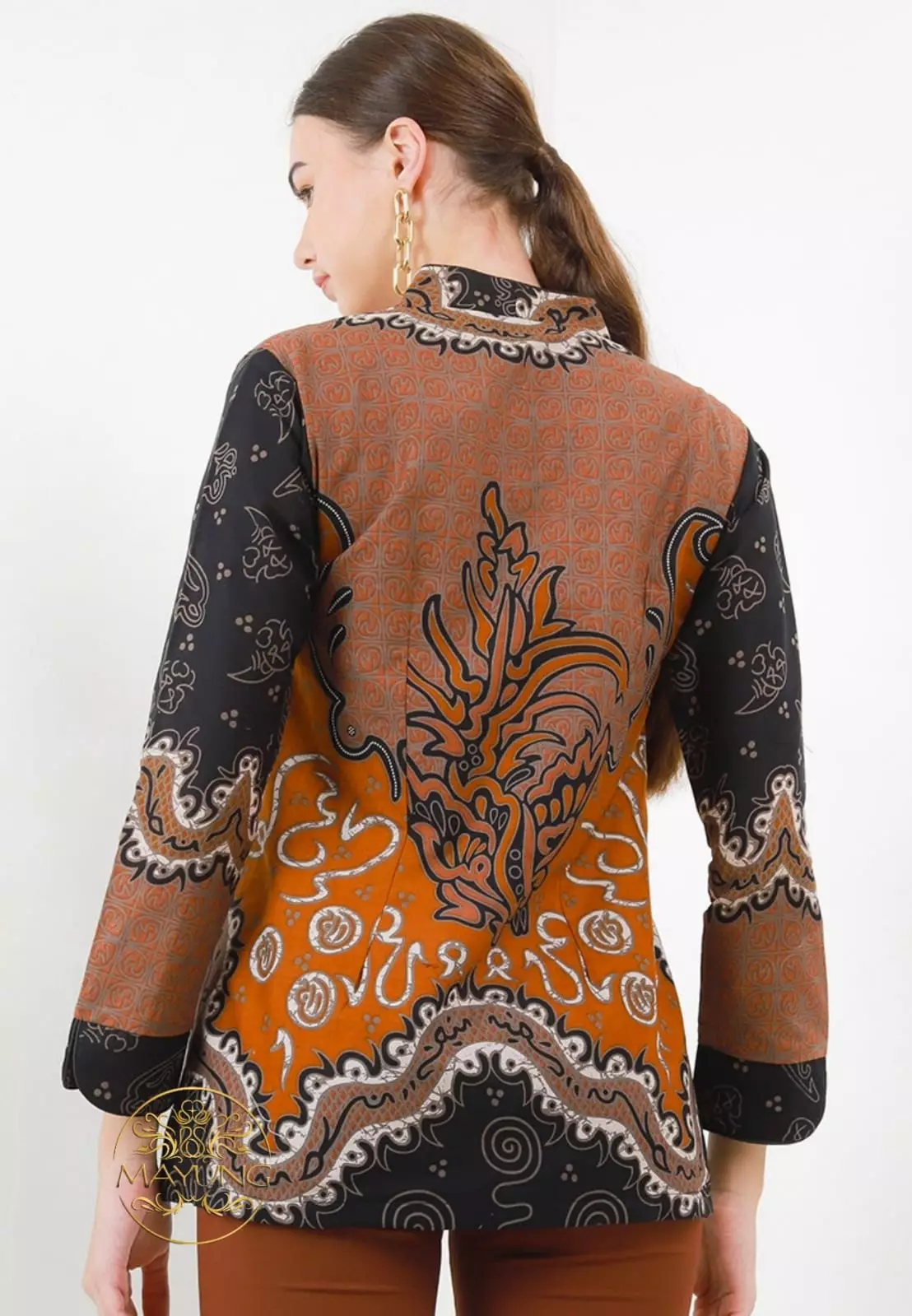 Blouse Batik Hanindya Oranye Premium Slimfit Modern